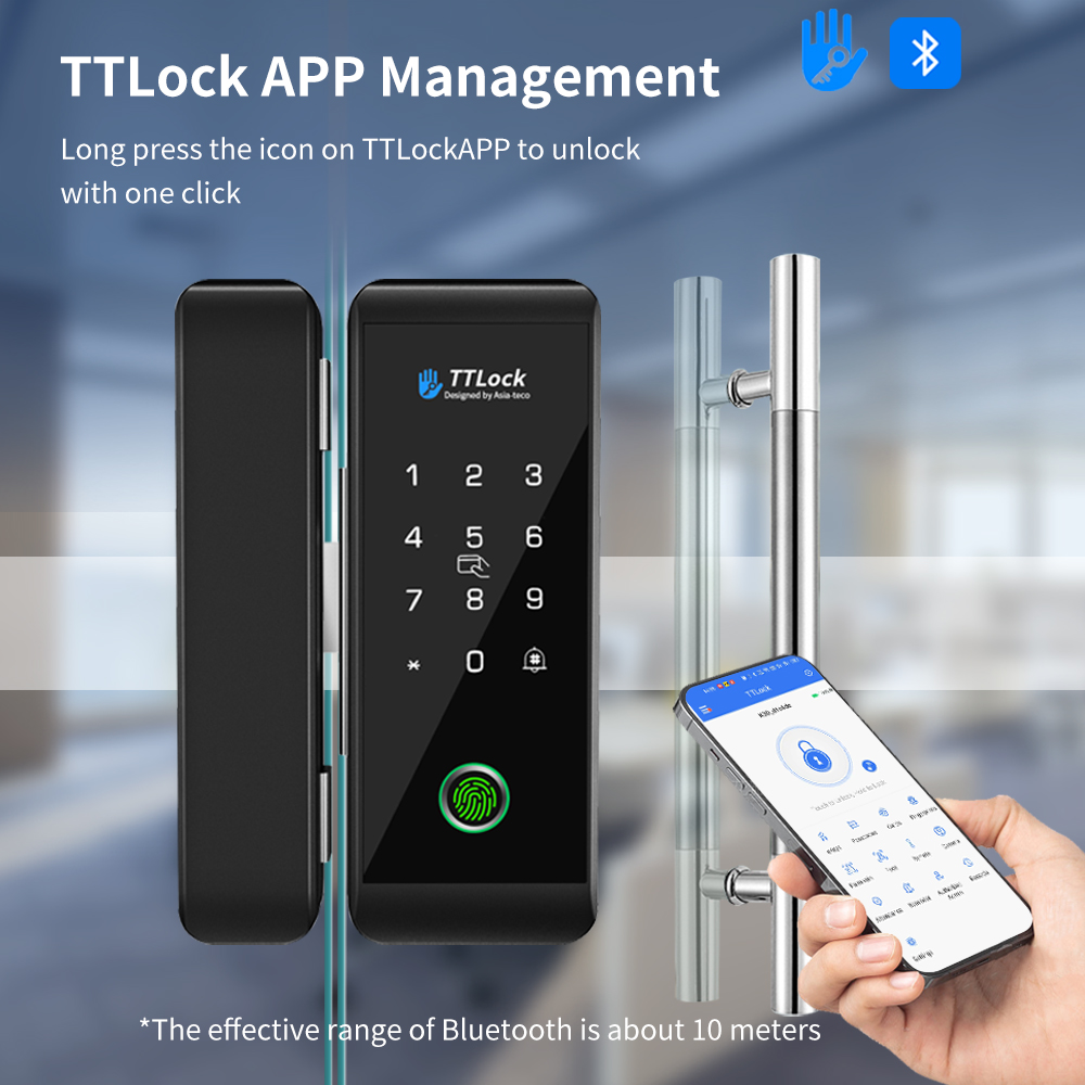 Glass Door Hinge - Ttlock fechadura de vidro inteligente reconhecimento